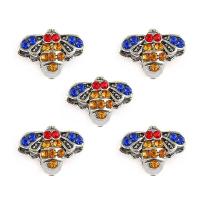 Zinc Alloy Animal Beads Bee plated DIY & with rhinestone silver color nickel lead & cadmium free 13*10mm Sold By Bag
