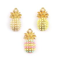 Tibetan Style Fruit Shape Pendants, Pineapple, plated, DIY & with rhinestone, more colors for choice, nickel, lead & cadmium free, 22*10mm, 10PCs/Bag, Sold By Bag