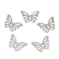 Edelstahl Tieranhänger, 304 Edelstahl, Schmetterling, originale Farbe, 18x12.50x0.80mm, 100PCs/Tasche, verkauft von Tasche
