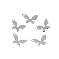 Stainless Steel Animal Pendants, 304 Stainless Steel, Butterfly, original color, 14x8x0.70mm, Hole:Approx 1.3mm, 100PCs/Bag, Sold By Bag