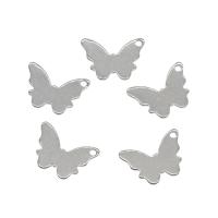 Edelstahl Tieranhänger, 304 Edelstahl, Schmetterling, originale Farbe, 16x11x0.80mm, Bohrung:ca. 1.5mm, 100PCs/Tasche, verkauft von Tasche
