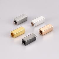 Brass Spacer Bar, Rectangle, plated, Random Color, nickel, lead & cadmium free, 3x8mm, Hole:Approx 1.8mm, 100PCs/Bag, Sold By Bag