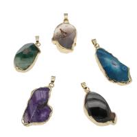 Natural Agate Druzy Pendant, Ice Quartz Agate, with Brass, gold color plated, DIY, more colors for choice, 23-51mm, Hole:Approx 3.6mm, Sold By PC