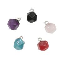 Gemstone Pendants Jewelry, with Brass, silver color plated, different materials for choice, 12x10mm, Hole:Approx 1.7mm, 5PCs/Bag, Sold By Bag