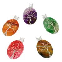 Gemstone Pendants Jewelry, with Brass, silver color plated, DIY, more colors for choice, 50x30x11mm, Hole:Approx 3mm, Sold By PC