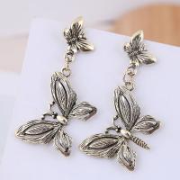 Tibetan Style Drop Earrings, Butterfly, plated, for woman, more colors for choice, nickel, lead & cadmium free, 58*26mm, Sold By Pair