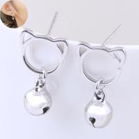 Brass Drop Earring plated for woman silver color nickel lead & cadmium free 17*9mm Sold By Pair