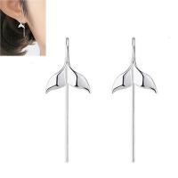 Brass Drop Earring silver color plated fashion jewelry & for woman nickel lead & cadmium free 28*11mm Sold By Pair