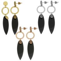 Stainless Steel Drop Earring with Resin plated for woman 58mm Sold By Pair