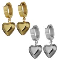 Stainless Steel Huggie Hoop Drop Earring Heart plated for woman 29mm Sold By Pair
