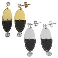 Stainless Steel Drop Earring with Resin plated with roman number & for woman & with rhinestone 40mm Sold By Pair