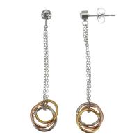 Stainless Steel Drop Earring, plated, for woman & with rhinestone, 53mm,10mm, Sold By Pair