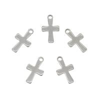 Stainless Steel Cross Pendants, 304 Stainless Steel, original color, 7x12x0.80mm, Hole:Approx 0.8mm, 100PCs/Bag, Sold By Bag