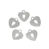 Stainless Steel Heart Pendants, 304 Stainless Steel, original color, 9x10x0.80mm, Hole:Approx 1.5mm, 100PCs/Bag, Sold By Bag