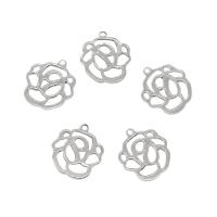 Stainless Steel Flower Pendant, 304 Stainless Steel, original color, 12x13x0.80mm, Hole:Approx 1mm, 100PCs/Bag, Sold By Bag
