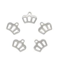 Stainless Steel Pendants, 304 Stainless Steel, Crown, original color, 10x8x0.80mm, Hole:Approx 1.4mm, 100PCs/Bag, Sold By Bag