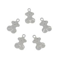 Stainless Steel Animal Pendants, 304 Stainless Steel, Bear, original color, 8x12.50x0.80mm, Hole:Approx 1.3mm, 100PCs/Bag, Sold By Bag