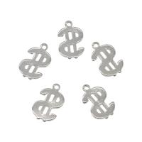 Stainless Steel Pendants, 304 Stainless Steel, Dollar Sign, original color, 8.50x13.50x0.90mm, Hole:Approx 1.3mm, 100PCs/Bag, Sold By Bag