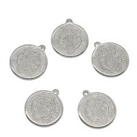 Stainless Steel Pendants, Flat Round, original color, 17x19x2mm, Hole:Approx 1.4mm, 100PCs/Bag, Sold By Bag