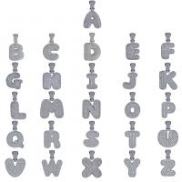 Cubic Zircon Micro Pave Brass Necklace, with stainless steel chain, Alphabet Letter, plated, Different Shape for Choice & rope chain & micro pave cubic zirconia, more colors for choice, nickel, lead & cadmium free, 20x31mm, Sold Per Approx 24 Inch Strand