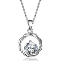 Zinc Alloy Jewelry Necklace with Gemstone platinum color plated oval chain & for woman & with cubic zirconia nickel lead & cadmium free Length Approx 17 Inch Sold By Lot