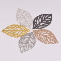Hollow Brass Pendants, Leaf, plated, Random Color, nickel, lead & cadmium free, 20x34.5mm, Hole:Approx 1mm, 100PCs/Bag, Sold By Bag