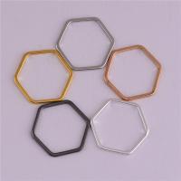 Brass Jewelry Finding, Hexagon, plated, hollow, Random Color, nickel, lead & cadmium free, 16mm, 100PCs/Bag, Sold By Bag