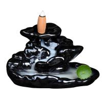 Backflow Incense Burner, Porcelain, for home and office & durable, black, 140x90x72mm, Sold By PC