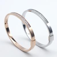 Titanium Steel Bangle plated Korean style & for woman & with rhinestone nickel lead & cadmium free 6mm Sold By Strand