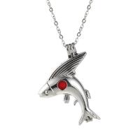 Stainless Steel Aromatherapy Necklace, Fish, plated, for 8mm beads & for woman, silver color, 40*38mm, Sold By Strand