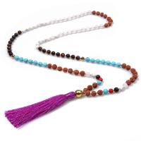 Gemstone Sweater Necklace, with Polyamide, Tassel, fashion jewelry & Unisex, 80mm, 6mm, Sold Per Approx 32.2 Inch Strand