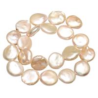 Knap ferskvandskulturperle Beads, Ferskvandsperle, Button, naturlig, lyserød, 16-18mm, Hole:Ca. 0.8mm, Solgt af Strand