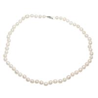 Sladkovodní Pearl svetr řetěz náhrdelník, mosaz Karabinky, Rýže, barva stříbrná á, pro ženy, bílý, 7-8mm, Prodáno za Cca 37.7 inch Strand