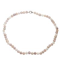 Sladkovodní Pearl svetr řetěz náhrdelník, mosaz Karabinky, barva stříbrná á, pro ženy, smíšené barvy, 7-8mm, Prodáno za Cca 37.4 inch Strand