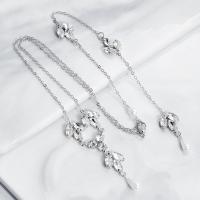 Кристаллы Бахрома ожерелье, с Стеклянный жемчуг, ювелирные изделия моды & Женский & со стразами, Много цветов для выбора, 46+26cm, продается PC