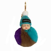 Fur Ball Pom Pom Keychain, Tibetan Style, with Polyester, plated, durable & cute, more colors for choice, nickel, lead & cadmium free, 120x80mm, Sold By PC