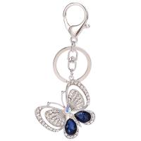 Zinc Alloy Key Clasp with Crystal Butterfly plated durable & fashion jewelry & with rhinestone nickel lead & cadmium free Sold By PC