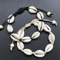Shell Jewelry Bracelet, with leather cord, plated, fashion jewelry & for woman, more colors for choice, Length:7.5 Inch, 10Strands/Lot, Sold By Lot