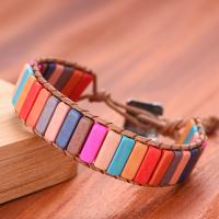 Natural Stone Bracelet, with PU Leather, plated, fashion jewelry & Unisex, more colors for choice, Sold Per 7.5 Inch Strand