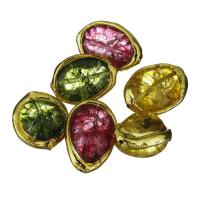 Brass Jewelry Beads, with Quartz, more colors for choice, nickel, lead & cadmium free, 21-26x17-19x11-13mm, Hole:Approx 1.5mm, 10PCs/Lot, Sold By Lot