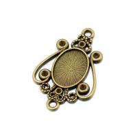 Tibetan Style Connector Setting, antique brass color plated, 1/1 loop, nickel, lead & cadmium free, 21.4x32.7mm, Hole:Approx 1mm, Inner Diameter:Approx 10x14mm, 100PCs/Bag, Sold By Bag