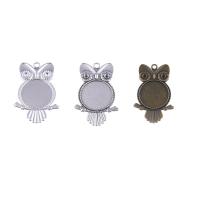 Tibetan Style Pendant Cabochon Setting, Owl, plated, more colors for choice, nickel, lead & cadmium free, 35x54.6mm, Hole:Approx 1mm, Inner Diameter:Approx 25mm, 100PCs/Bag, Sold By Bag