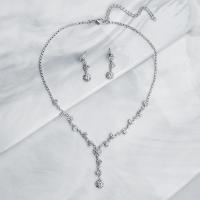 Conjuntos de joyería nupcial, diamantes de imitación, con cadena de la garra de latón, para mujer & con diamantes de imitación, 40+9x4cm/3cm, Vendido por Set