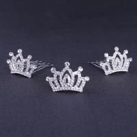 Bridal Decorative Hair Comb Zinc Alloy with Crystal & Iron Crown plated fashion jewelry & wedding gift & for woman silver color nickel lead & cadmium free Sold By PC