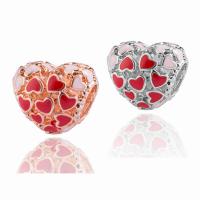 Zinc Alloy Heart Beads plated DIY & enamel nickel lead & cadmium free 11*3mm Approx 5mm Sold By Bag