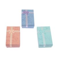 Multifunctional Jewelry Box Cardboard with Sponge & Sparkle Ribbon Rectangle with ribbon bowknot decoration Sold By Bag