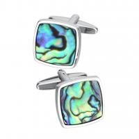 Brass Cufflinks with Abalone Shell Square plated Unisex nickel lead & cadmium free Sold By Lot