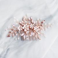Bridal Decorative Hair Comb, Rhinestone, with brass wire, fashion jewelry & for woman & with rhinestone, 12x6.5cm, Sold By PC