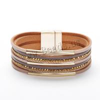 PU Leather Cord Bracelets, with Tibetan Style, plated, fashion jewelry & for woman & with rhinestone, more colors for choice, 20x195mm, Sold By PC