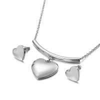 Fashion Stainless Steel Jewelry Sets, Stud Earring & necklace, Heart, plated, 2 pieces & for woman, more colors for choice, 13*12mm, Length:17.7 Inch, Sold By Set